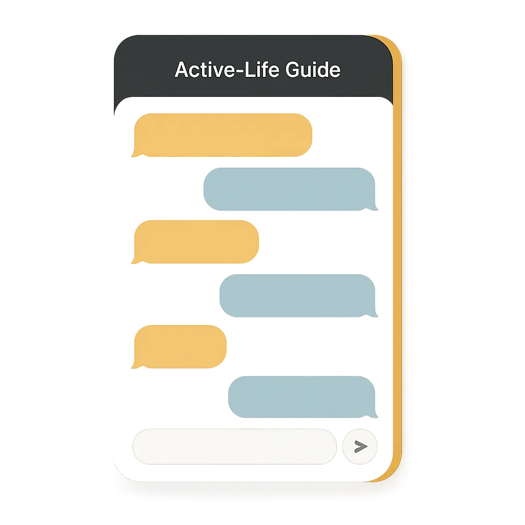 Interactive chat interface mockup for the Active-Life Guide
