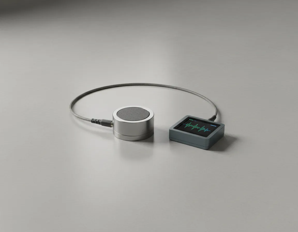 Acoustic leak detection equipment used on a concrete slab