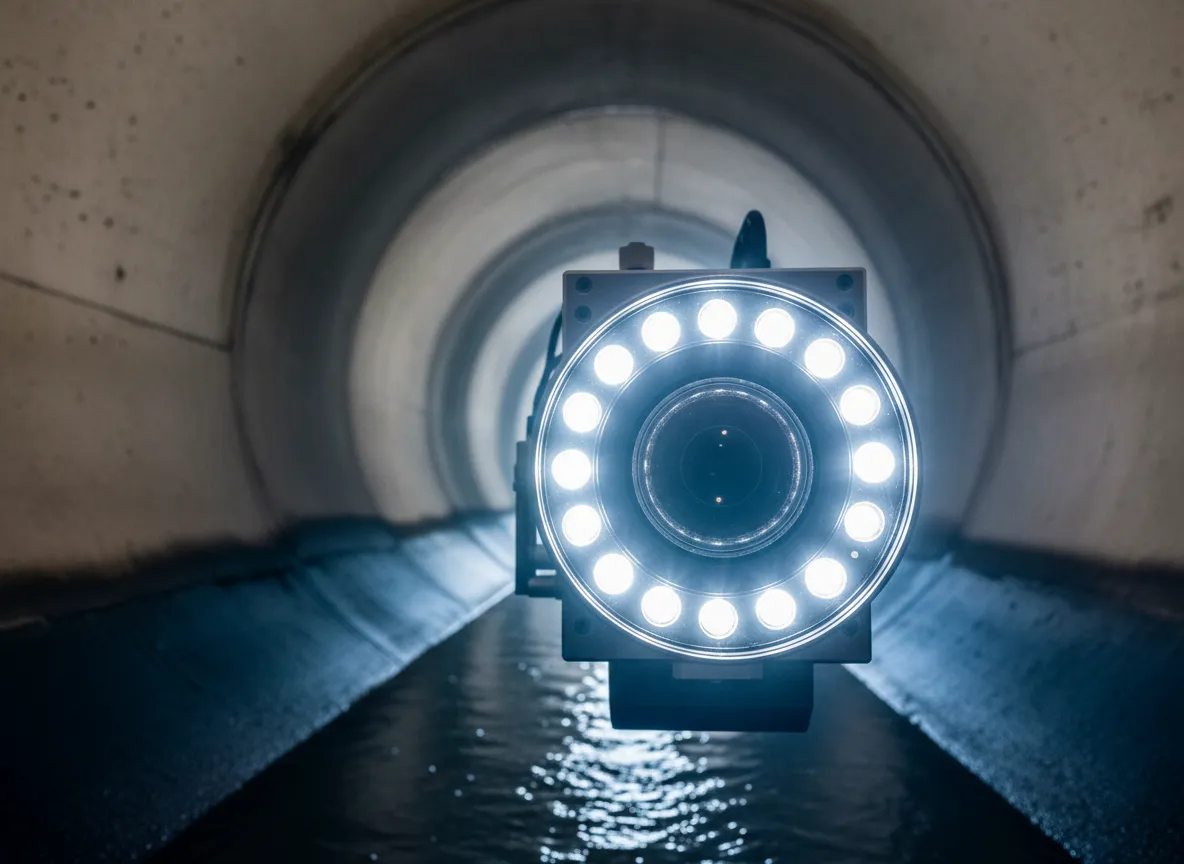 High-tech sewer inspection camera inside main line