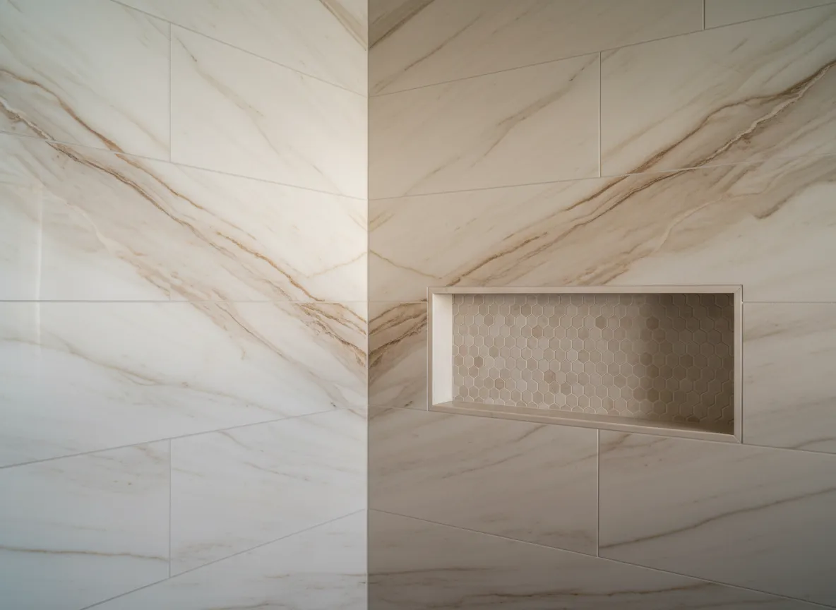 Artisanal marble and tile layout in a luxury spa-inspired bathroom