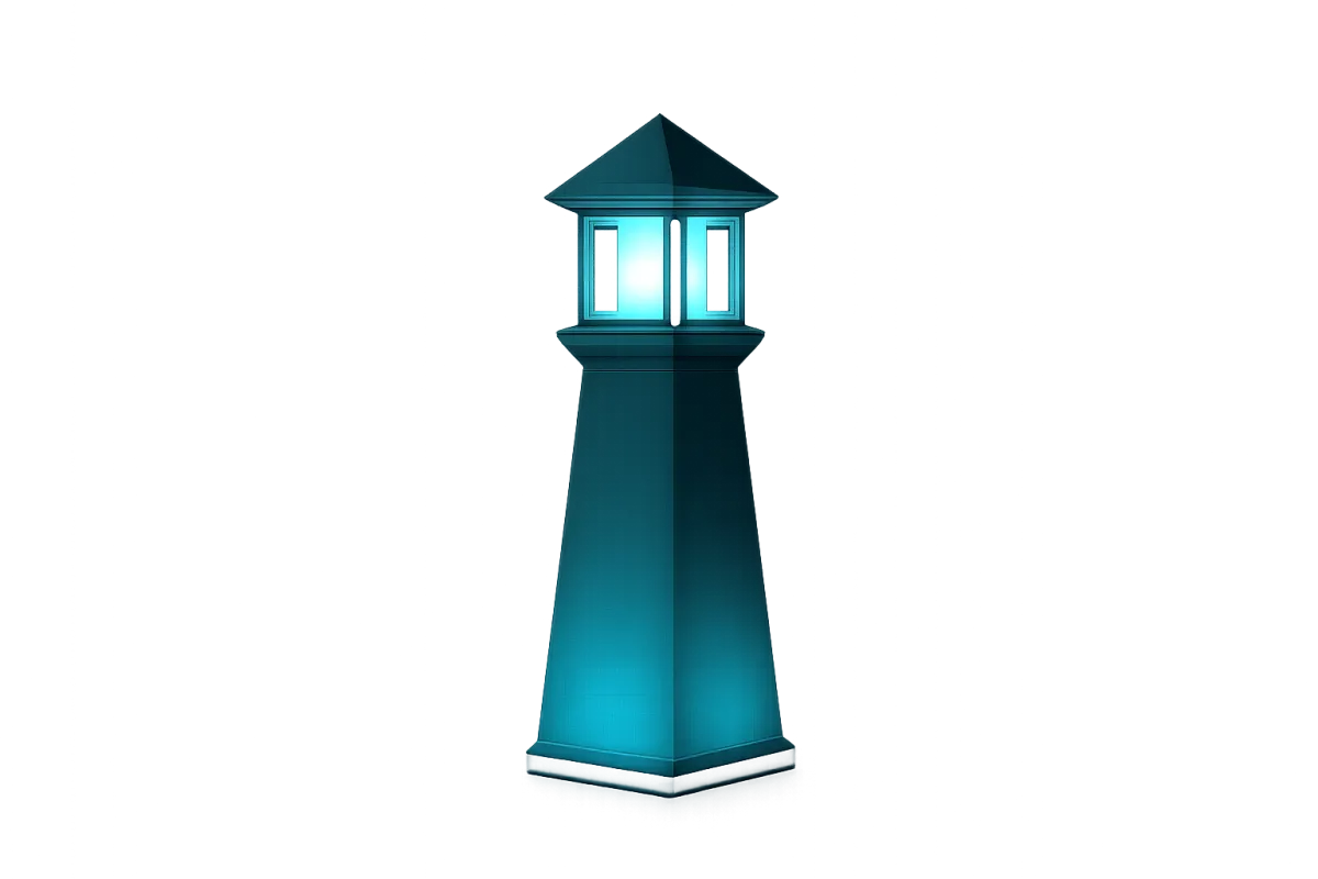Luminous sculptural beacon object representing TerraBeacon