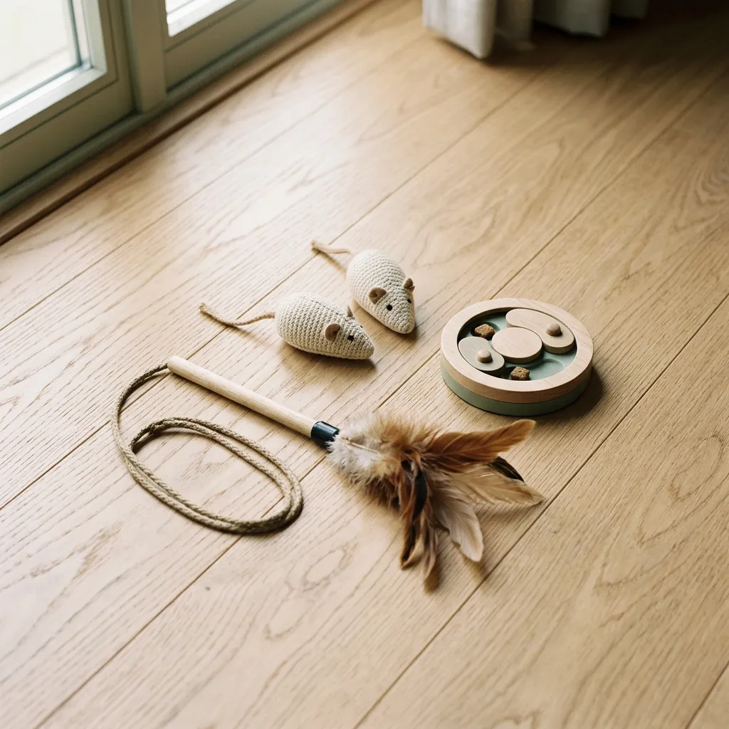 Interactive puzzle toy and feather teaser wand for cats