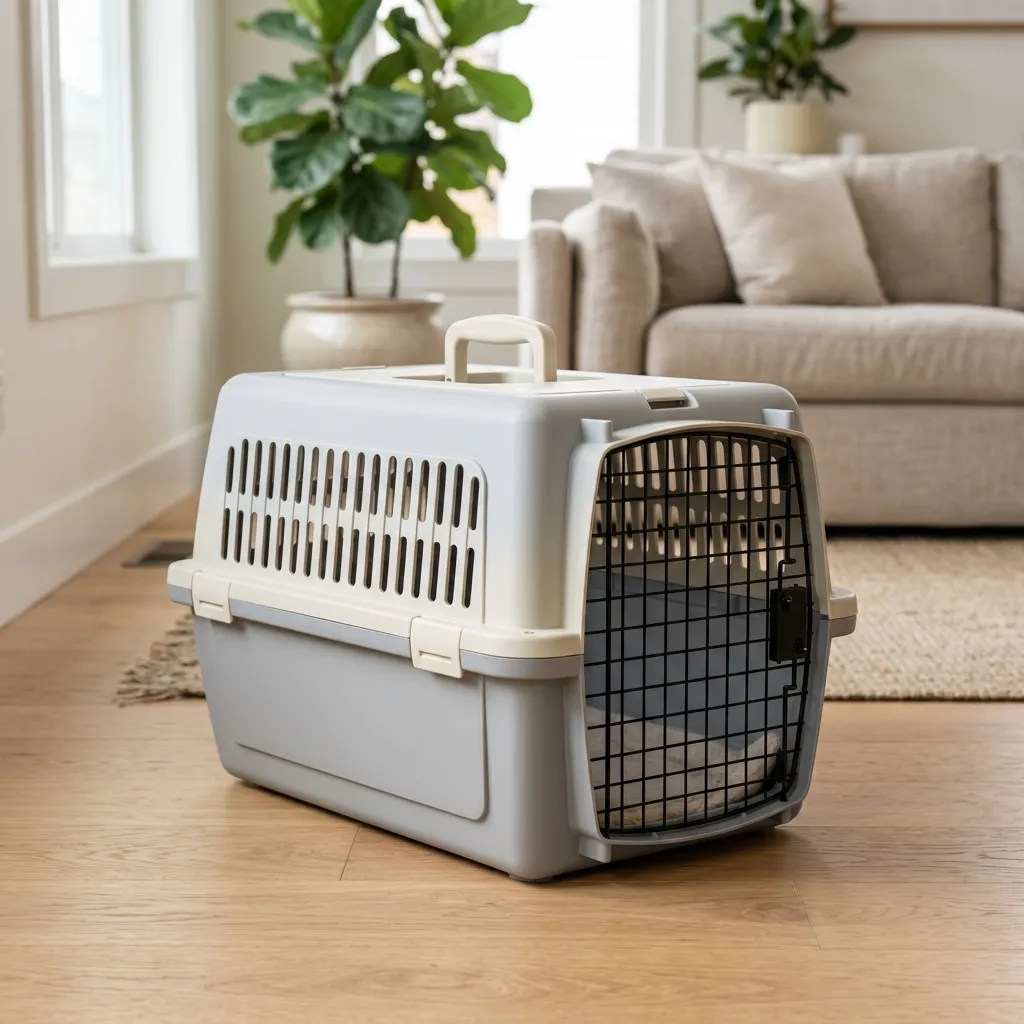 Ventilated hard-shell cat carrier with breathable grilles