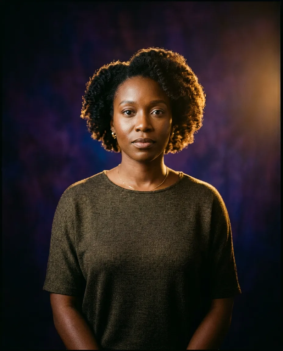 A strong, resilient woman standing with quiet dignity and unshakeable grace