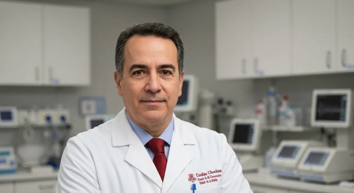 Dr. Héctor Escutia mirando fijamente a la cámara, transmitiendo autoridad y confianza clínica