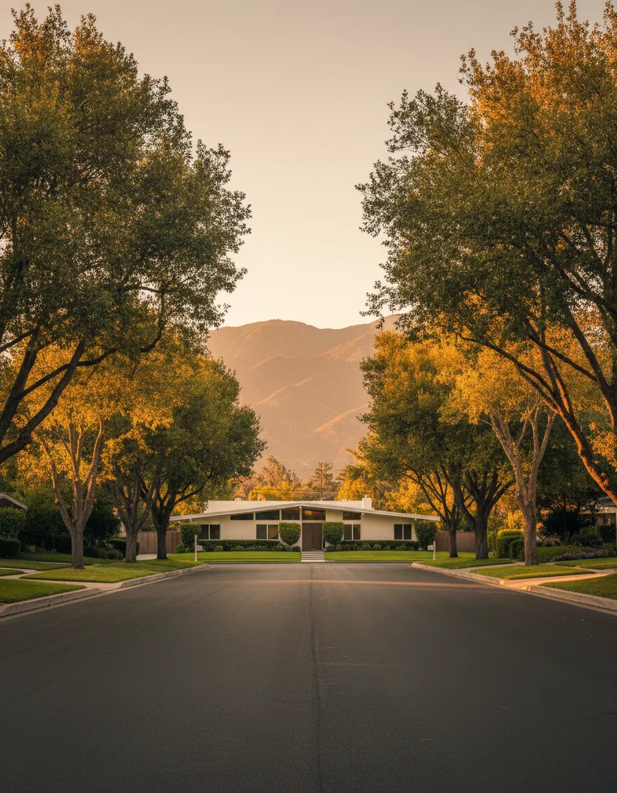 Picturesque Upland neighborhood street showing typical buyer-attracting homes