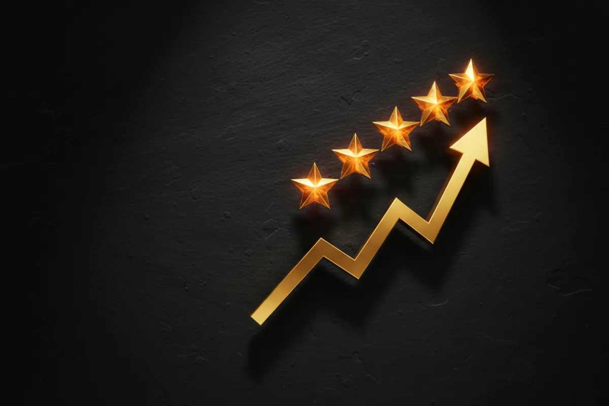 Review growth chart showing upward trajectory in online reputation