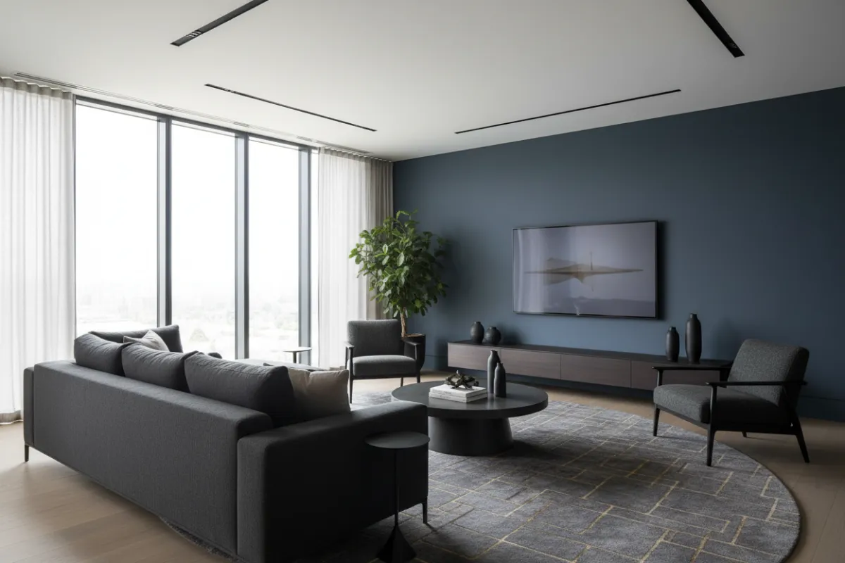 Modern interior living room with natural light and contemporary staging representing premium property search results