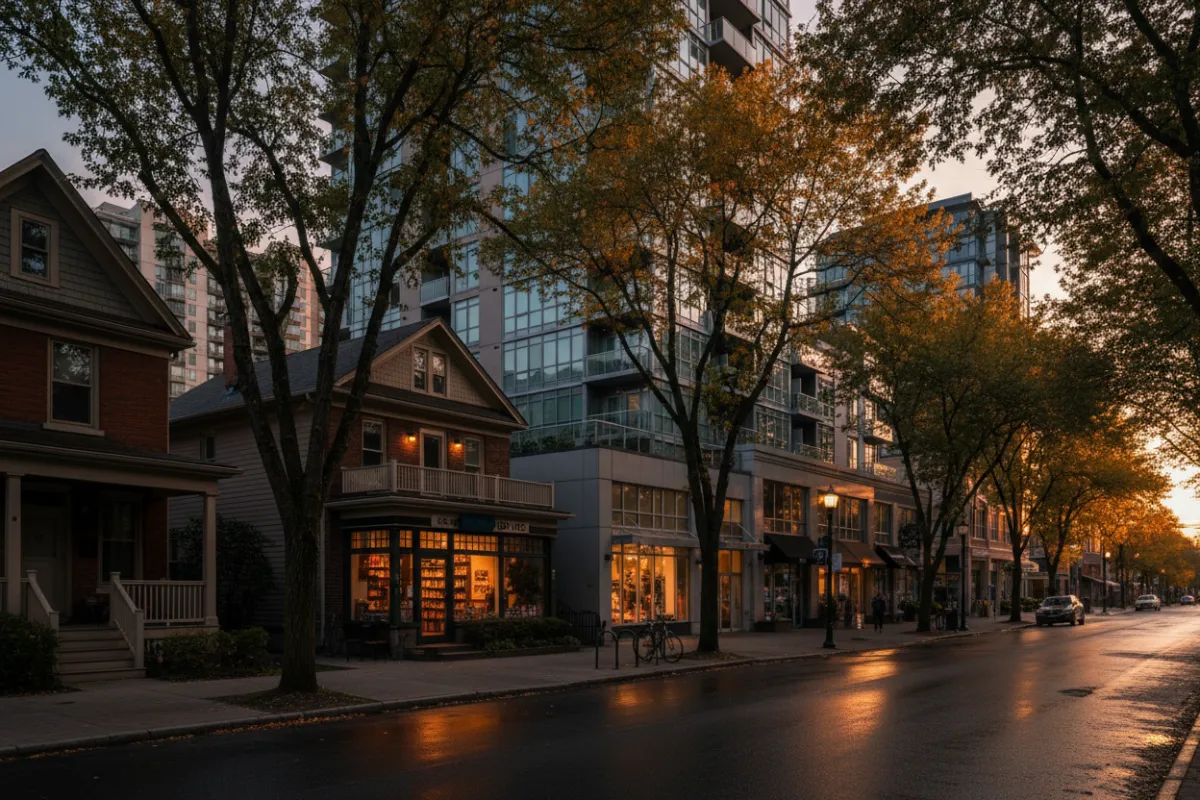 City neighborhood scene in Katy, TX