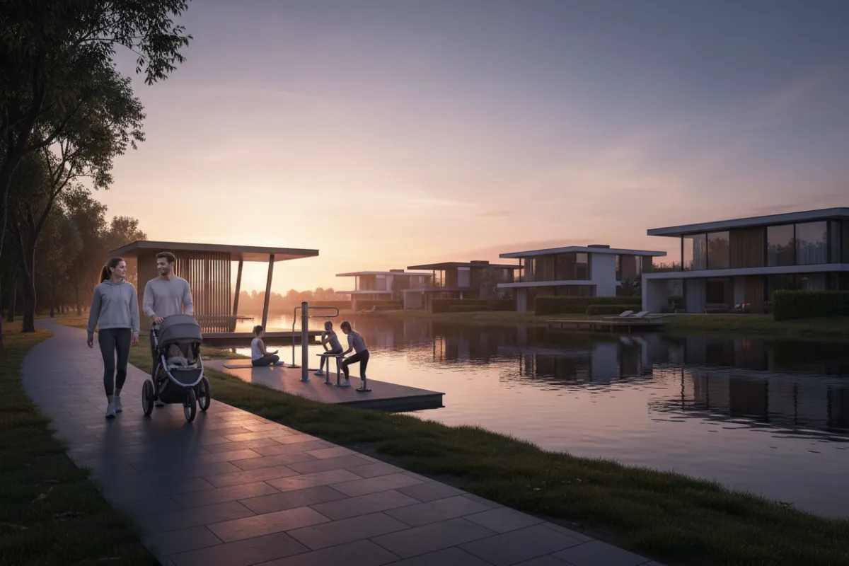 Neighborhood lakefront in Sugar Land, TX