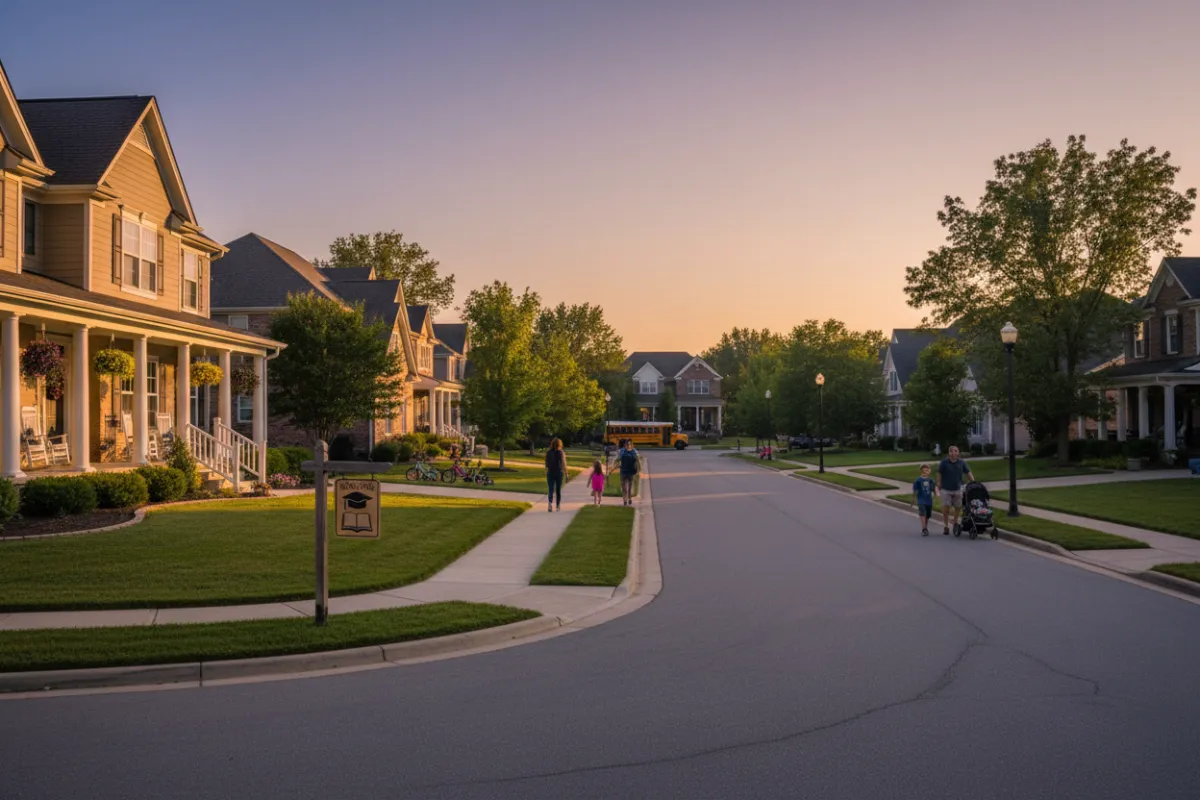 Suburban cul-de-sac in Fulshear, TX