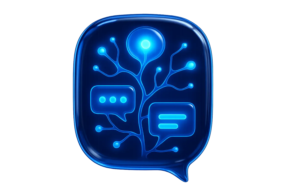 Visual interface mockup of 24/7 conversational AI assistant answering leads and booking calendars