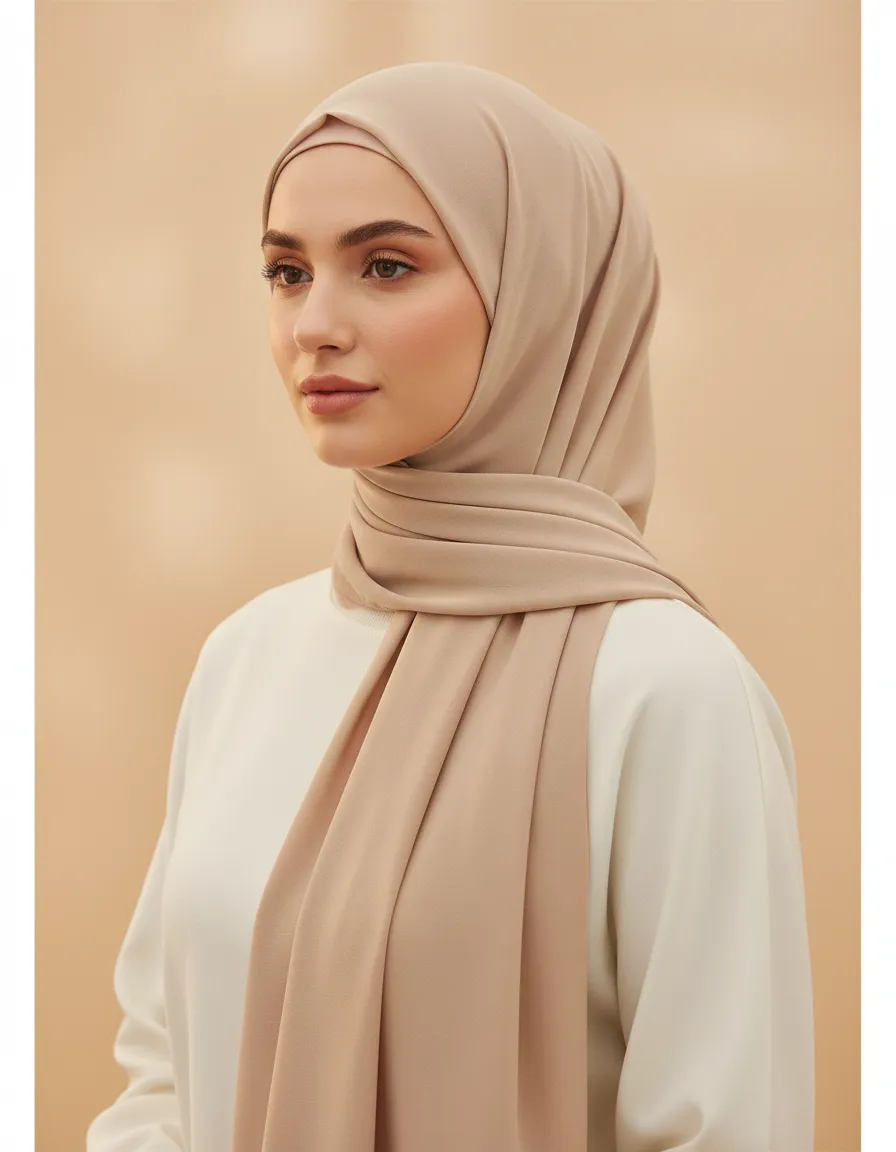 Model wearing satin hijab