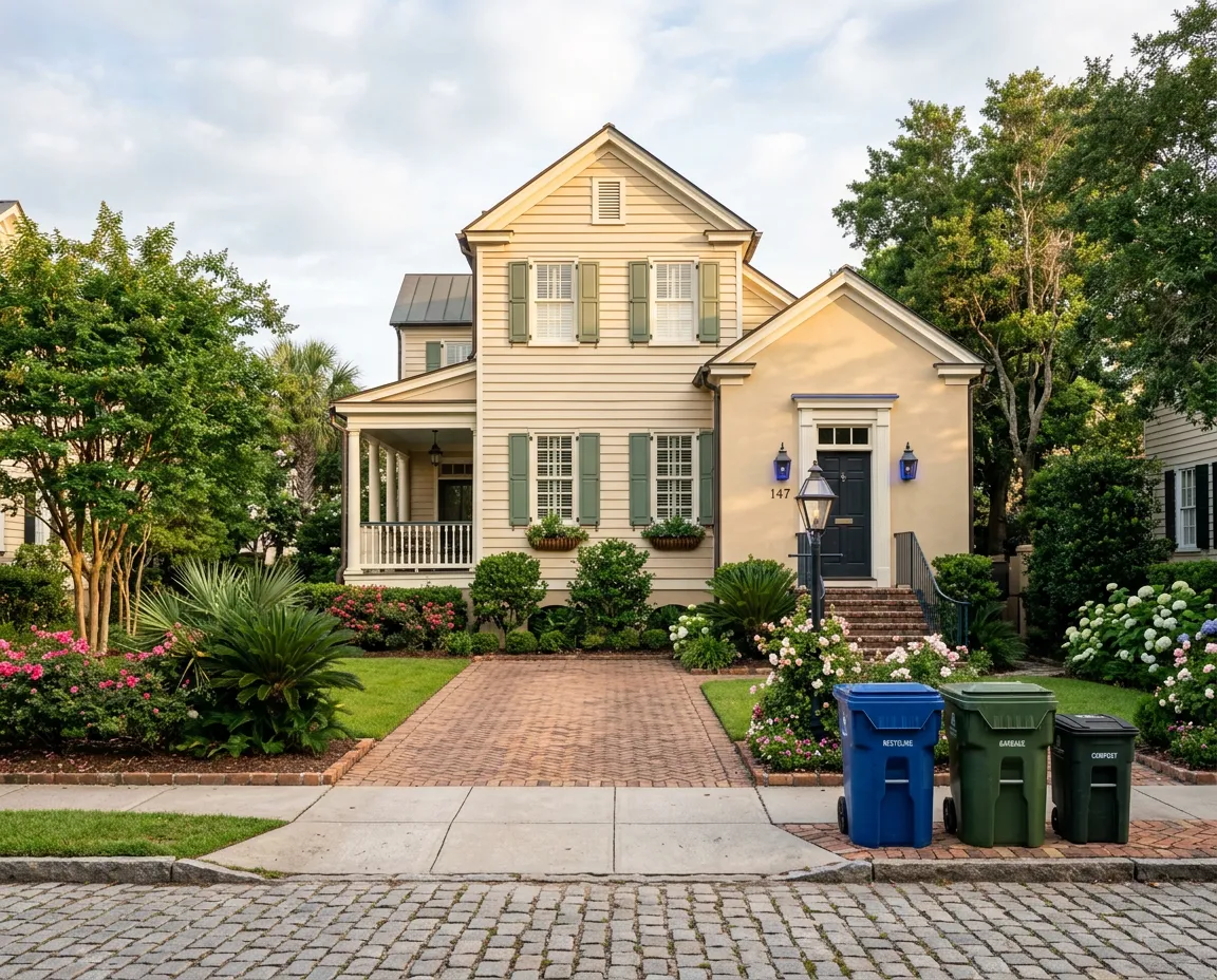Peaceful residential property driveway and clean exterior in Charleston