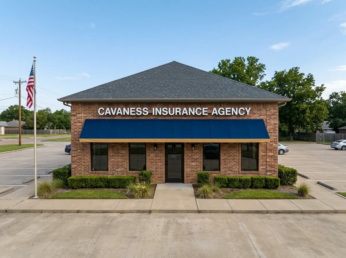 Cavaness Insurance Agency exterior office building in Quitman, Texas
