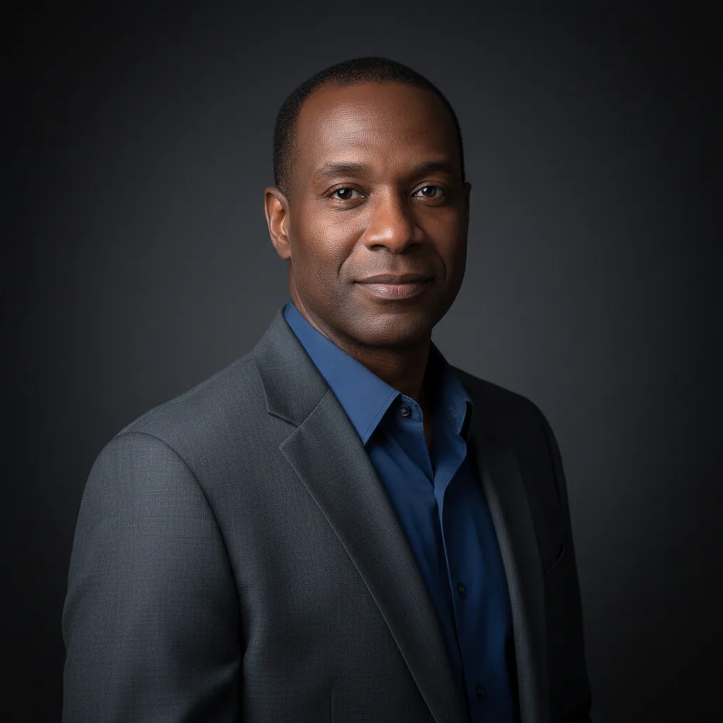 Studio-style portrait of co-host R. Morgan