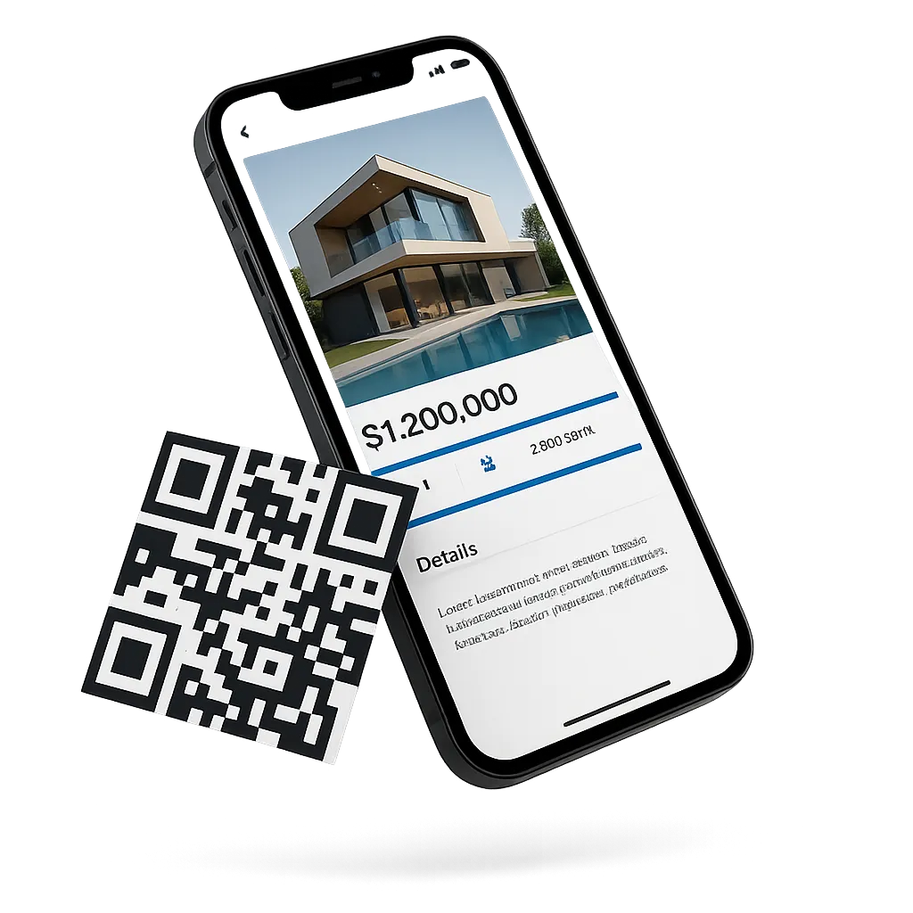 Live QR Interactive Mockup showing dual lead routing system on mobile device