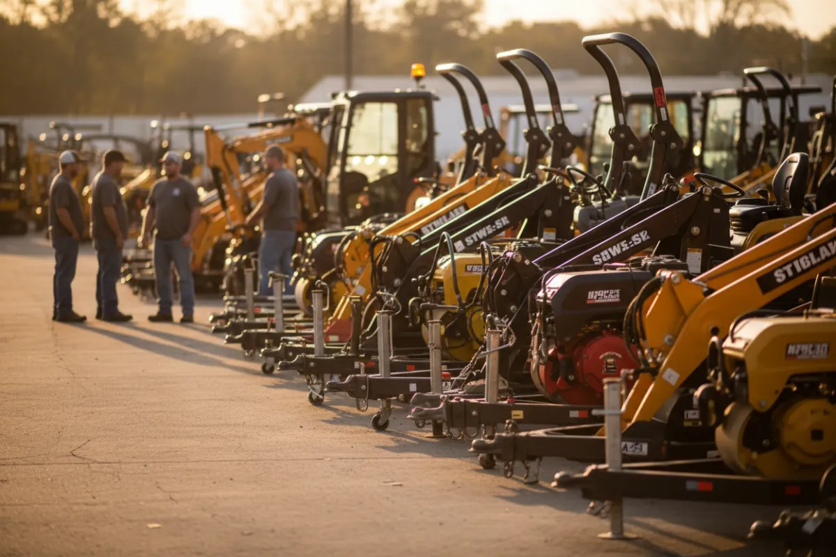 Family-owned rental yard with equipment and staff at RidgeLine Rentals