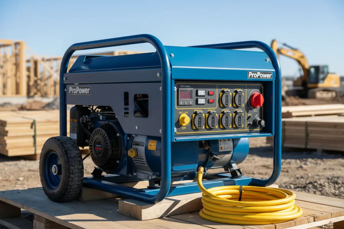 ProPower 6kW generator on pallet, three-quarter view