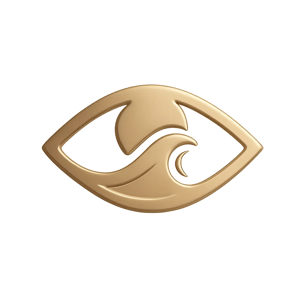 Icono 3D dorado realista de terapia visual