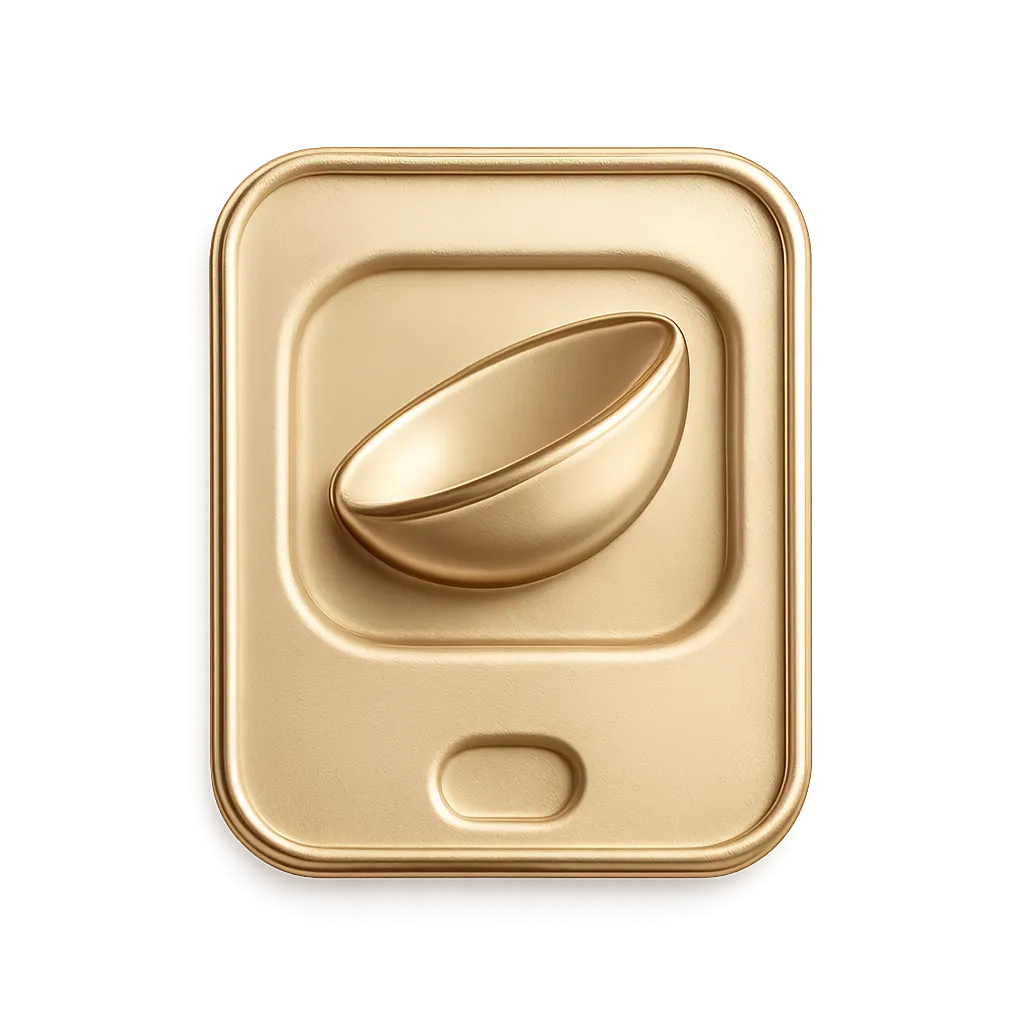 Icono 3D dorado realista de lentes de contacto