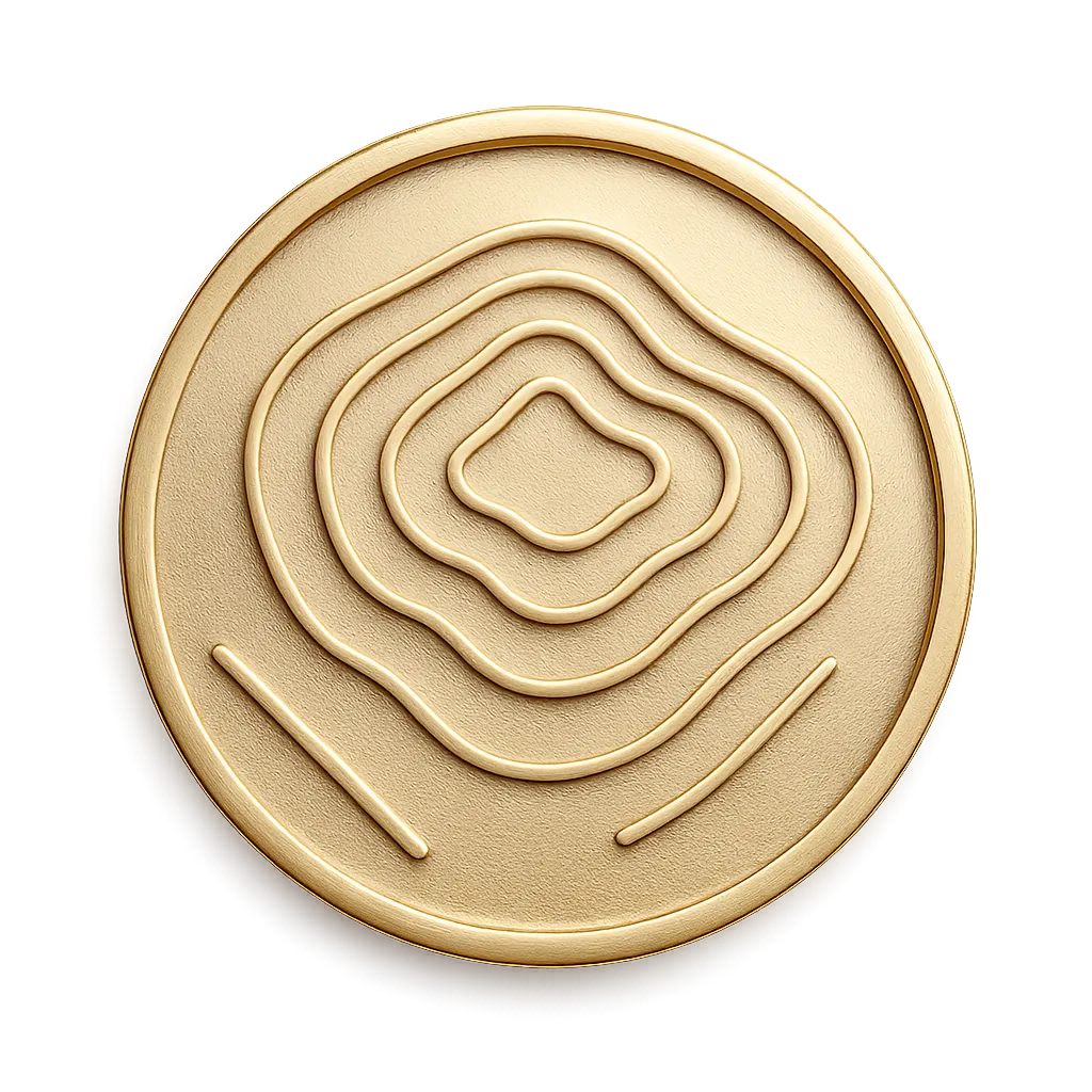 Icono 3D dorado realista de topografía corneal