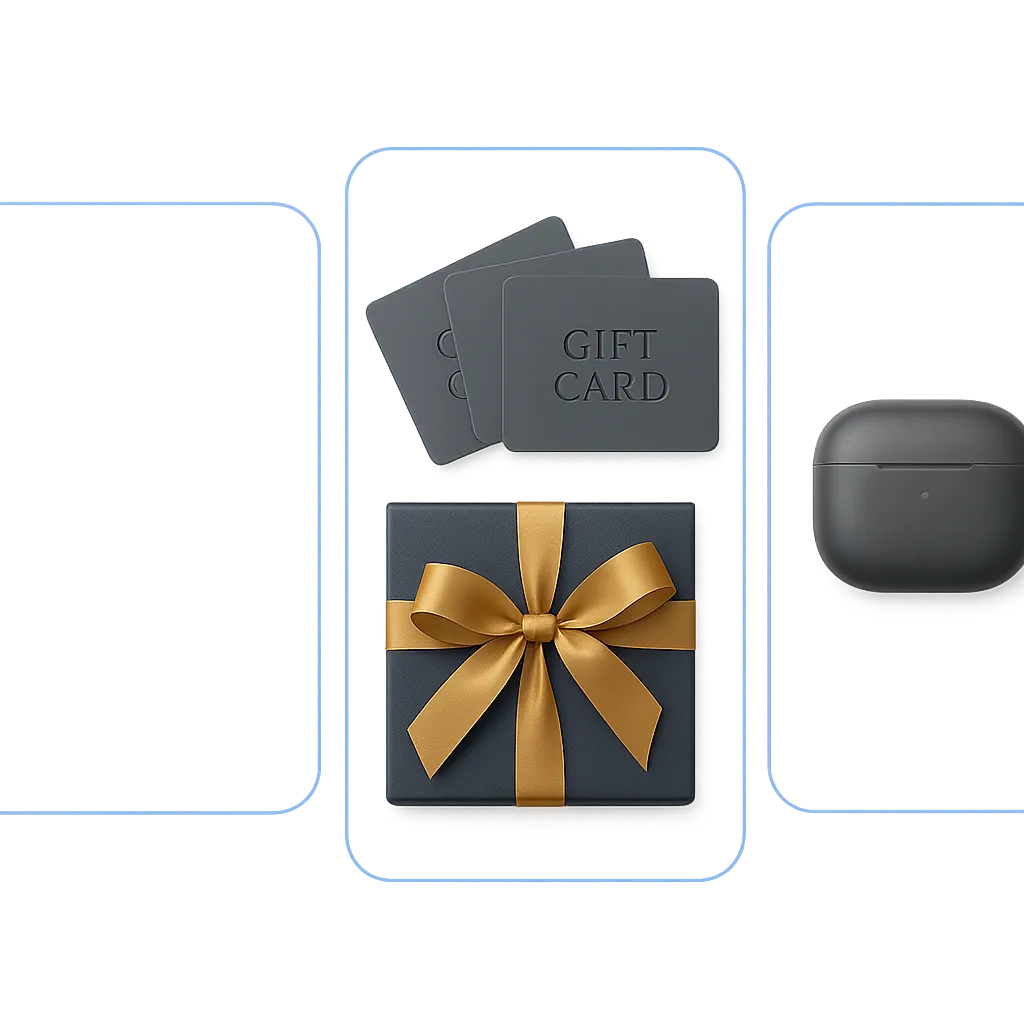 Composite image of premium partner rewards including gift cards and closing gifts