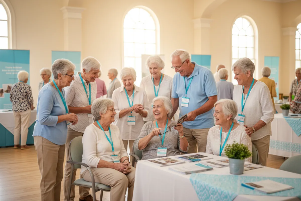 Seniors enjoying an educational expo event