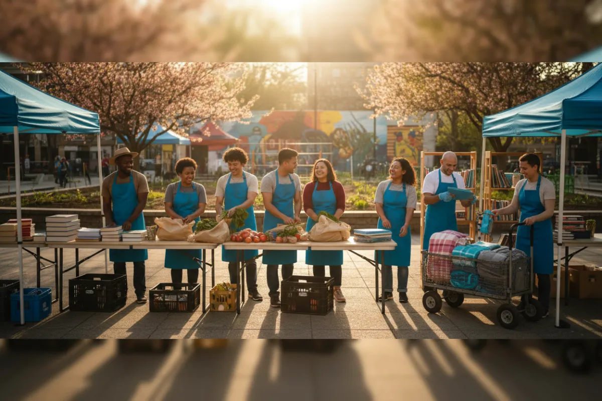 Group of volunteers at a community organization