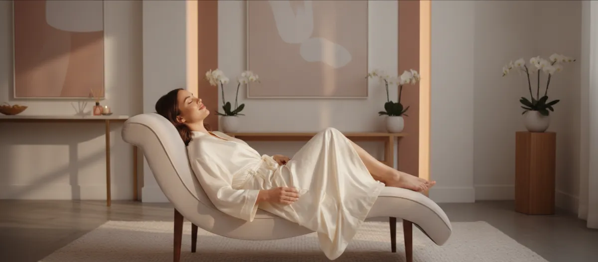 Relaxed woman in a luxurious spa environment