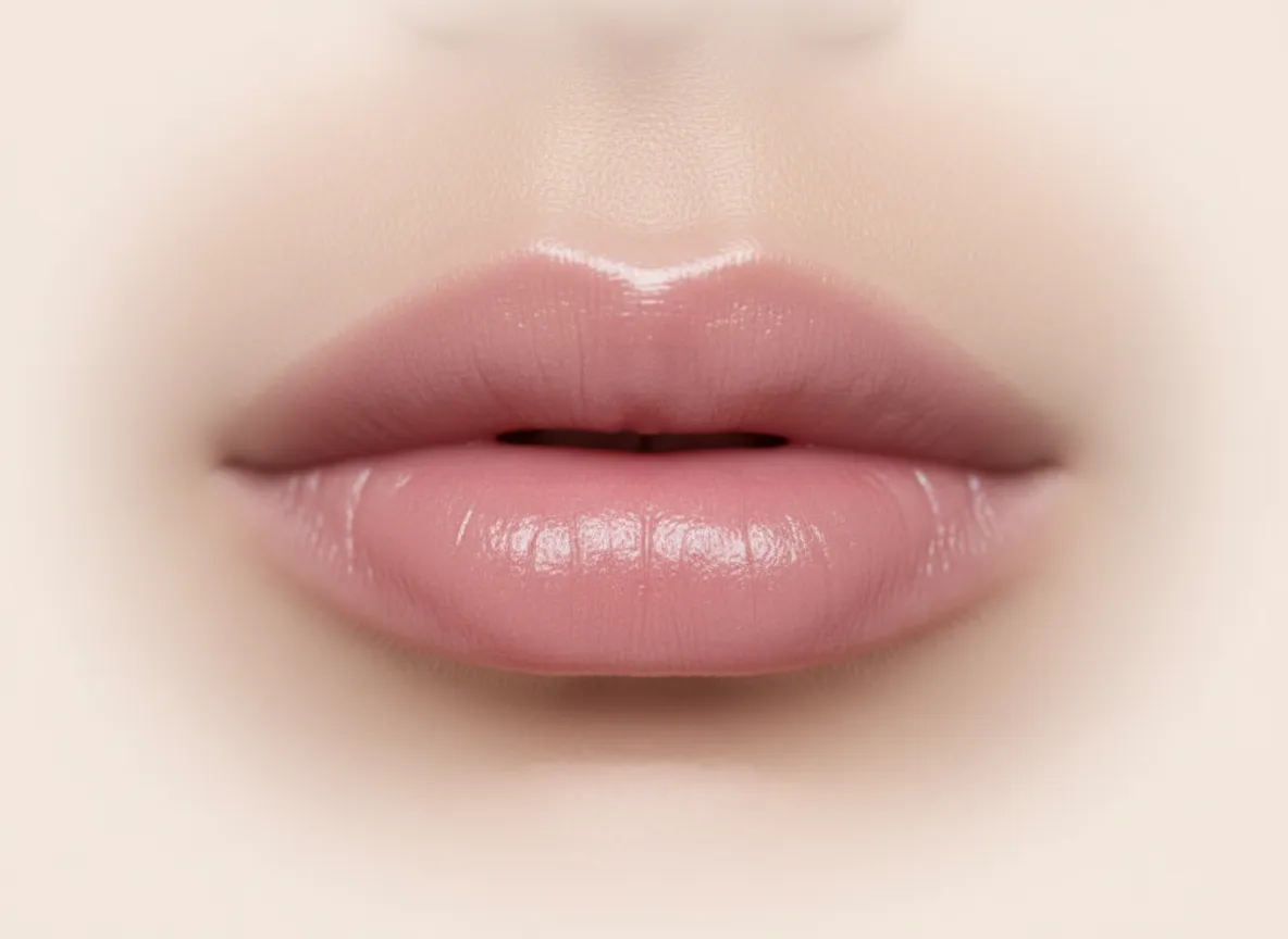 Close-up of naturally enhanced lips with soft pink color