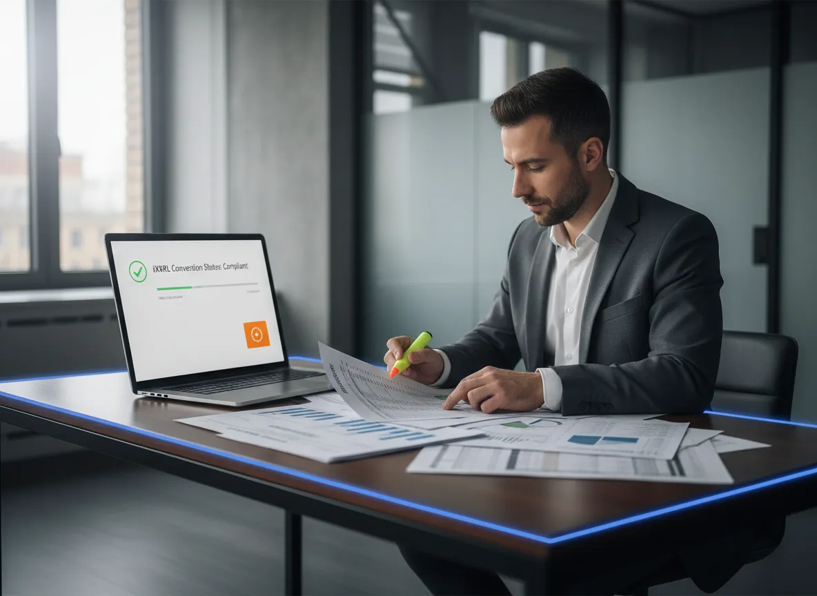 Professional accountant reviewing financial statements