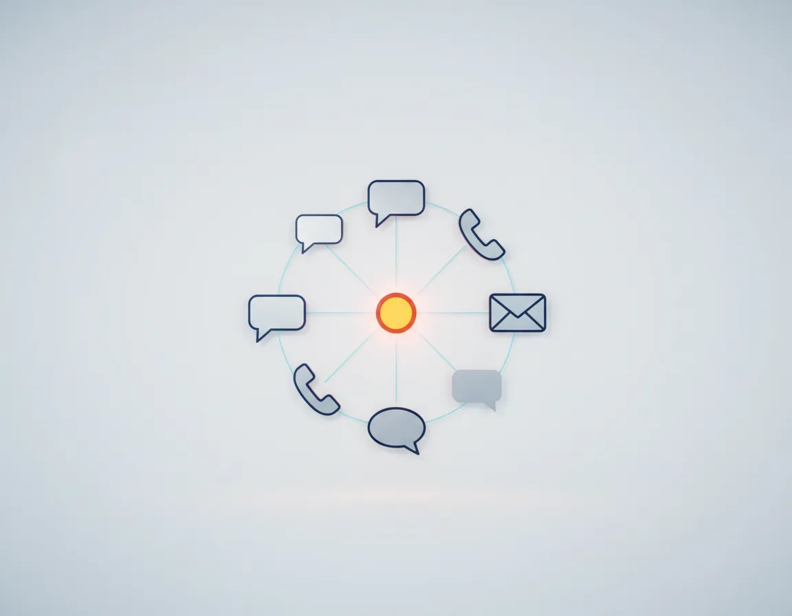 Multiple communication channels converging into one organized inbox