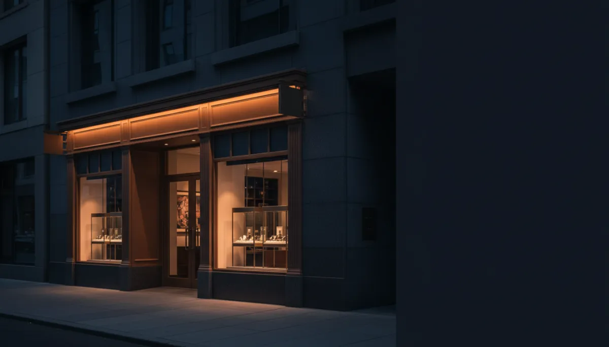 Exterior view of a successful local physical retail store, representing foot traffic driven by connected TV.