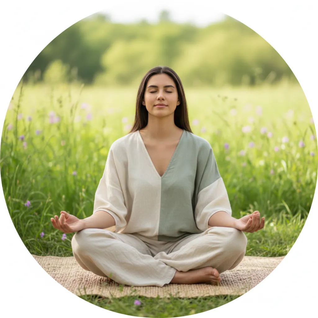 Persona en calma en entorno natural