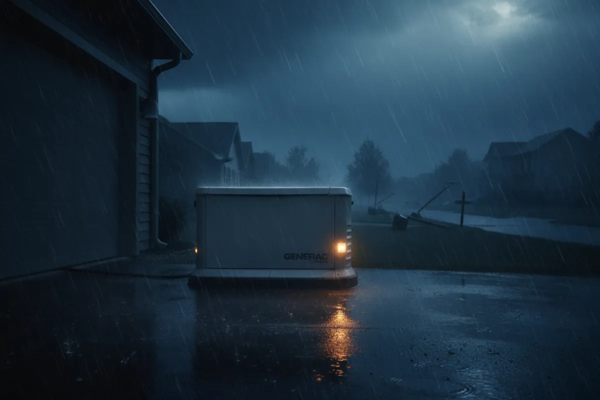 Dark Florida neighborhood during a storm blackout