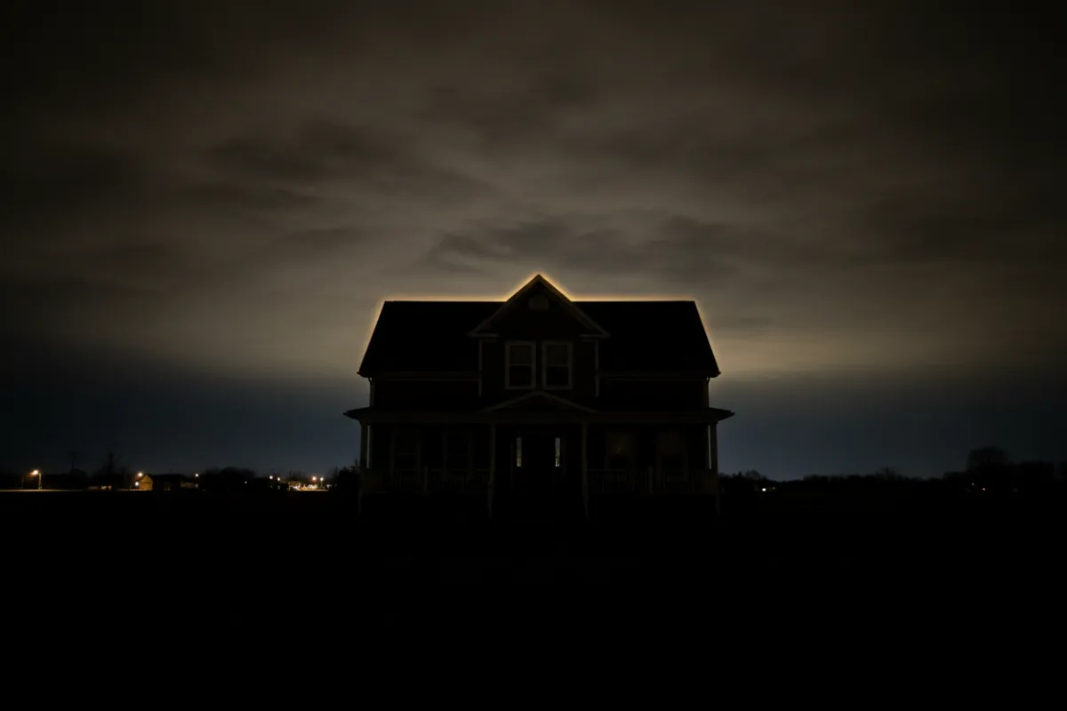 A vulnerable house sitting in pitch black total darkness