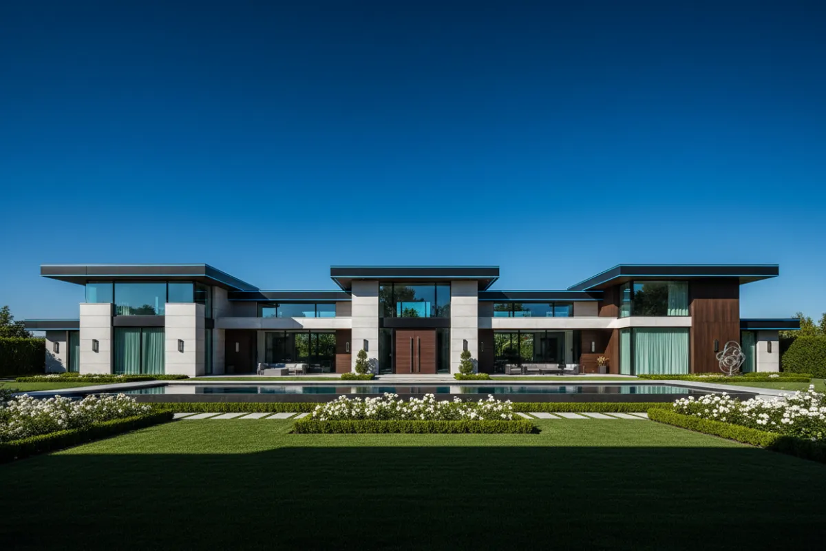 High-end residential home exterior clean