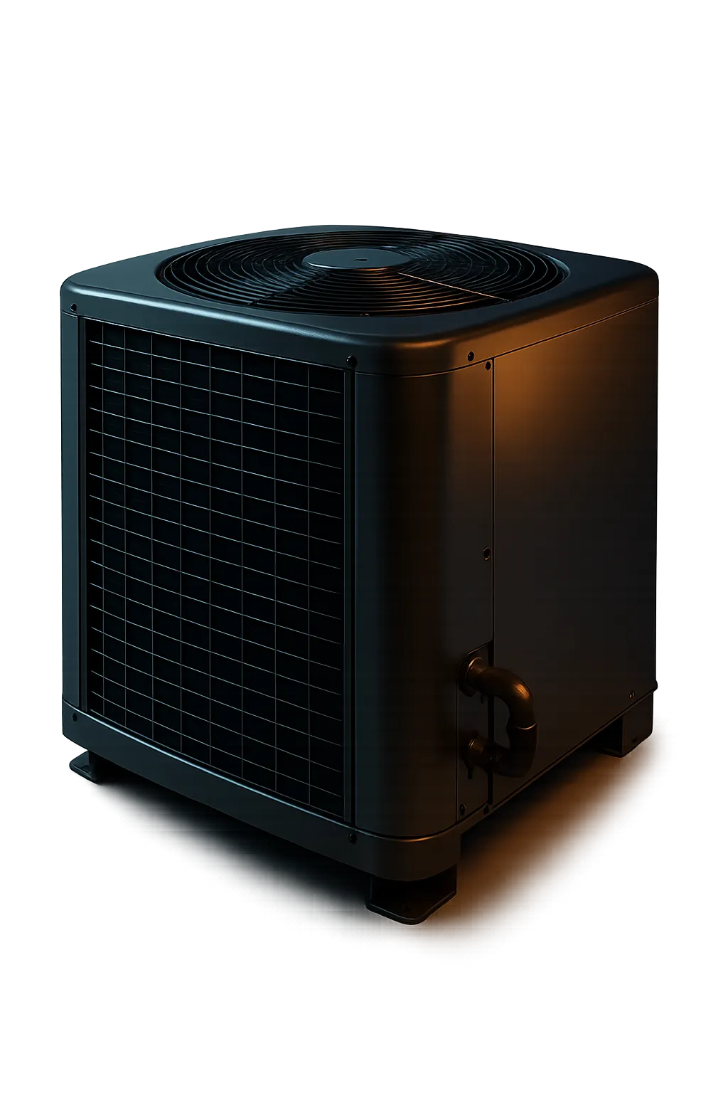 Knoxville HVAC certified lead technician in uniform servicing a modern heat pump condenser system