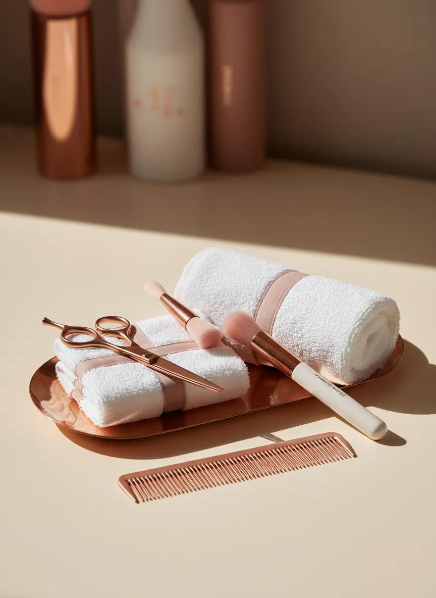 Beauty tools and calm spa elements