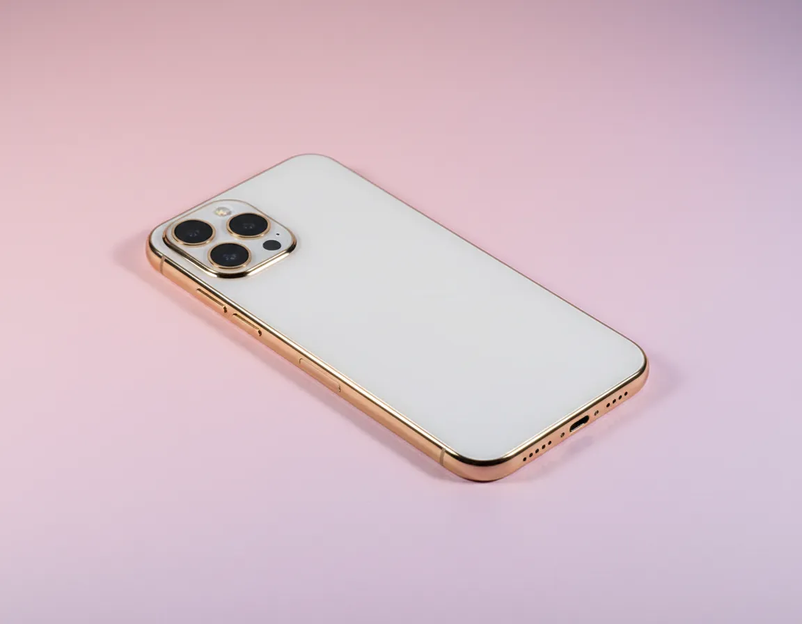 Un solo celular premium sobre fondo pastel