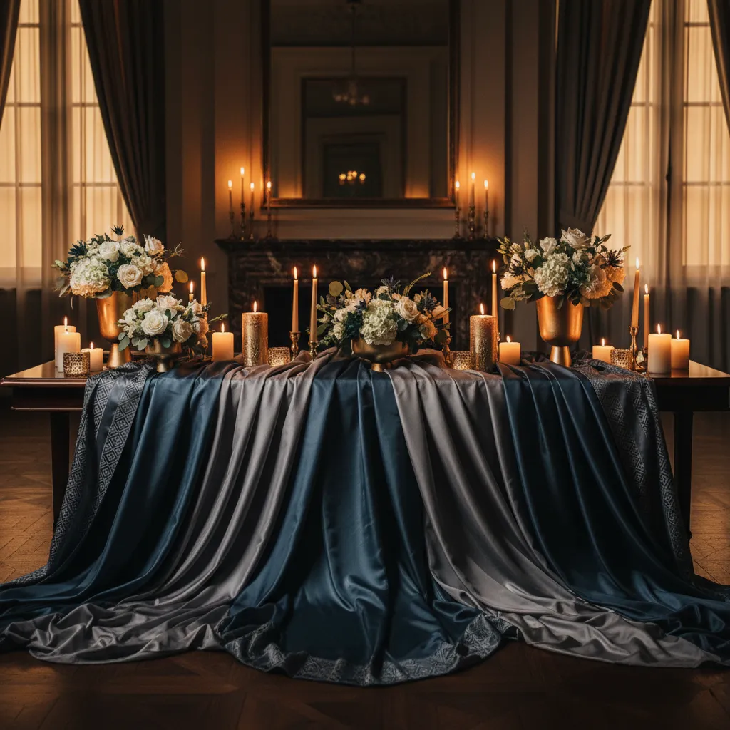Luxury celebration-of-life setup with elegant decor and memorial displays.
