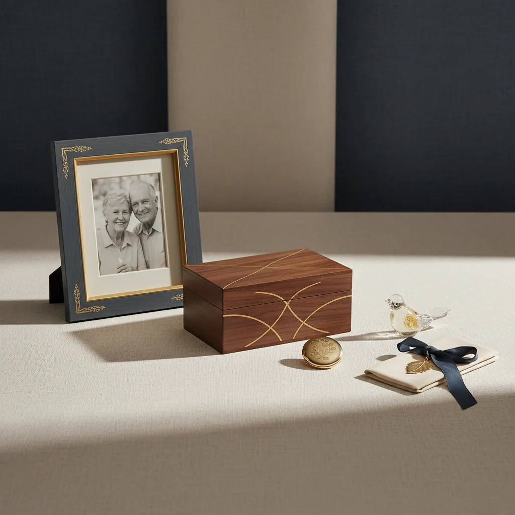 Beautiful memorial keepsakes displayed in a luxury setting.