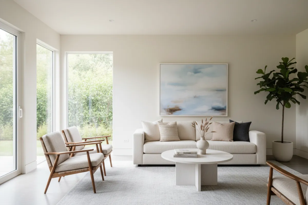 Staged bright living room for sold portfolio property