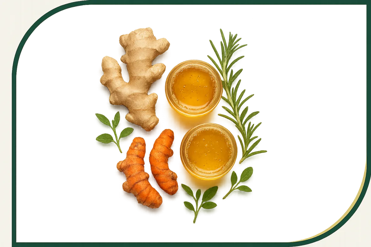 Ingredientes naturales y elixires en un entorno de bienestar
