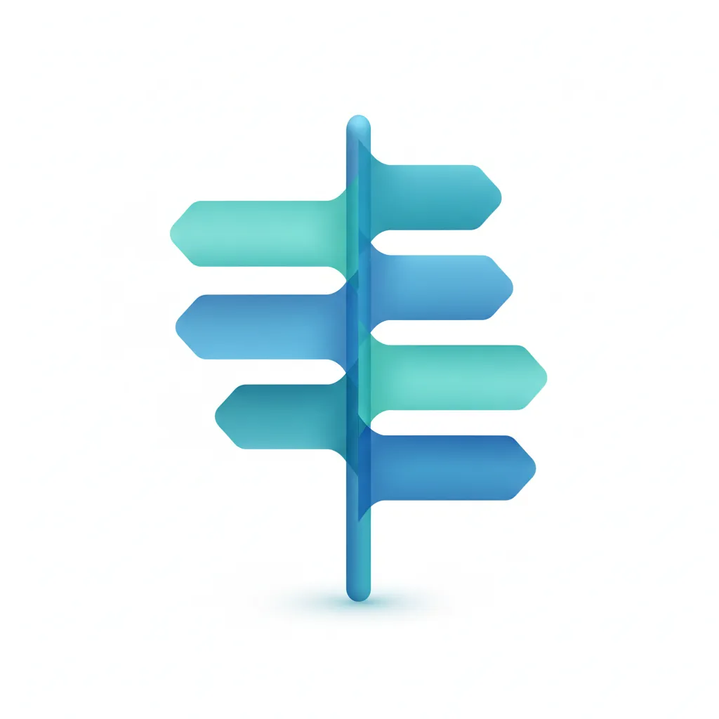 Abstract blue and teal navigation signpost with multiple arrows, representing popular pages. 1:1 aspect ratio.