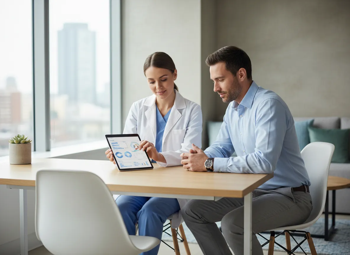 Healthcare professional supporting employee at work