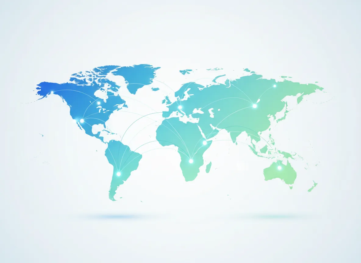 Abstract global network visual in calm healthcare colours