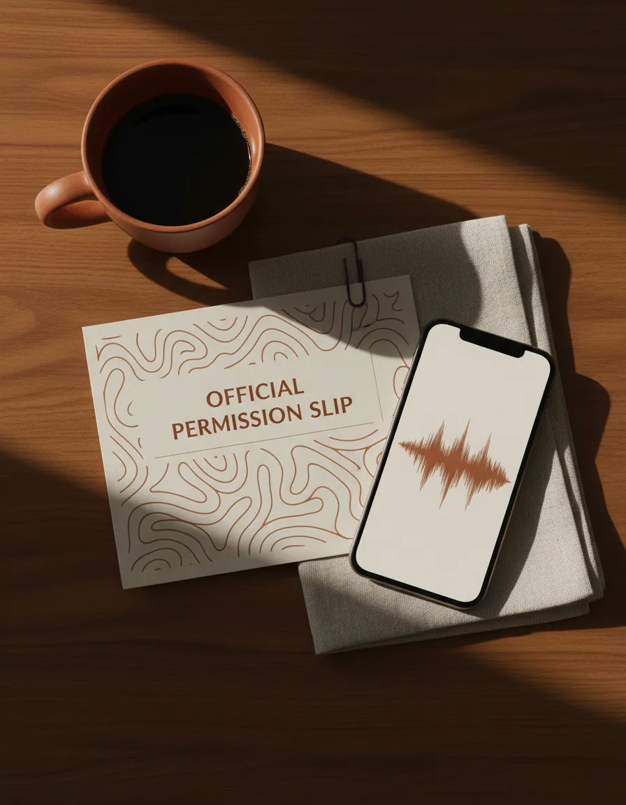 Mockup of the Official Permission Slip and sleep hypnosis audio