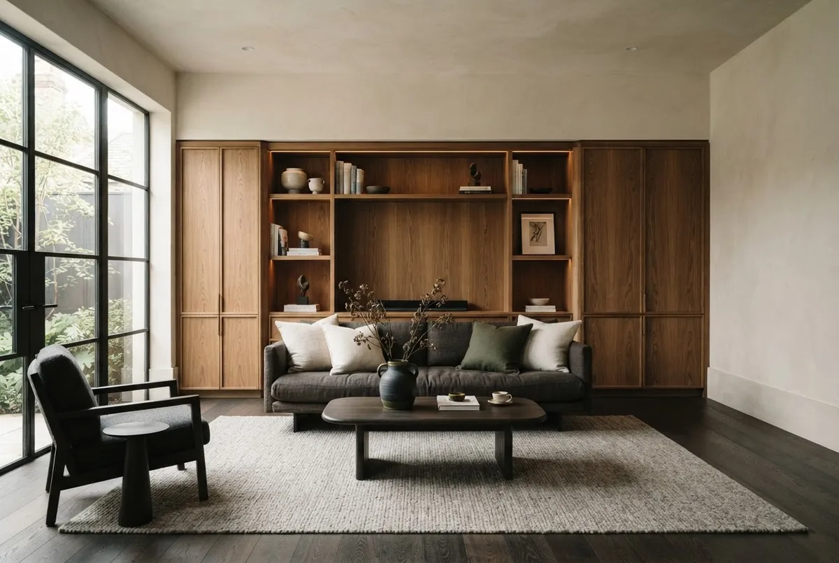 Bespoke architectural home interior living area with refined joinery
